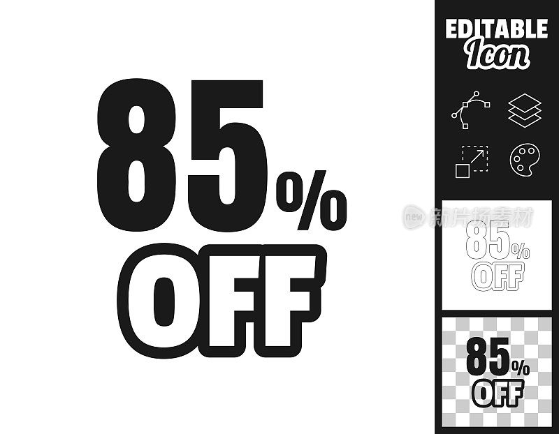 85% Off (85% Off)。图标设计。轻松地编辑